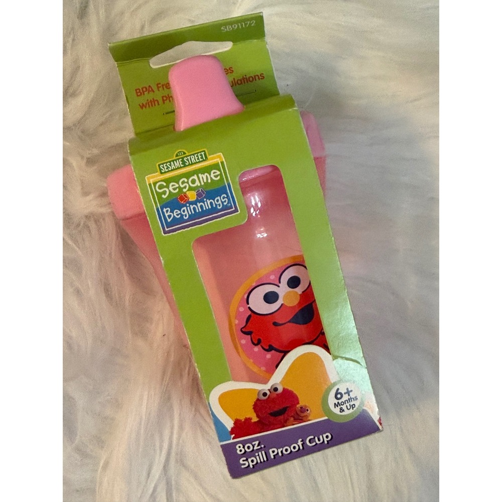 Sesame Street Sesame Beginnings Elmo Spill Proof Cup Pink 8oz SB91172 6M+